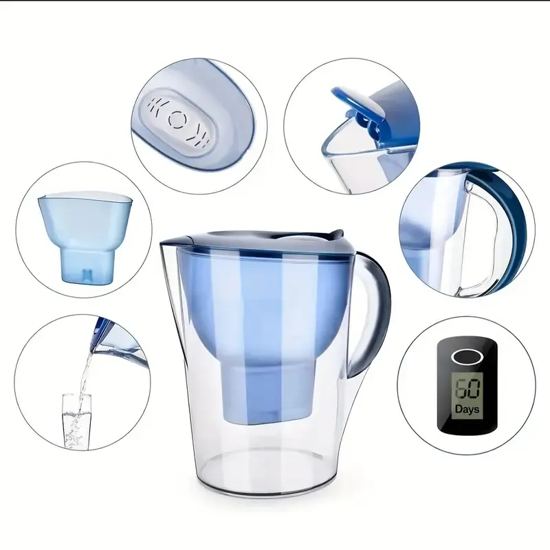 3.5 Litres BPA Free Alkaline Water Filter Pitcher - Purify Chlorine, Fluoride, Heavy Metals, Odor & Bad Taste