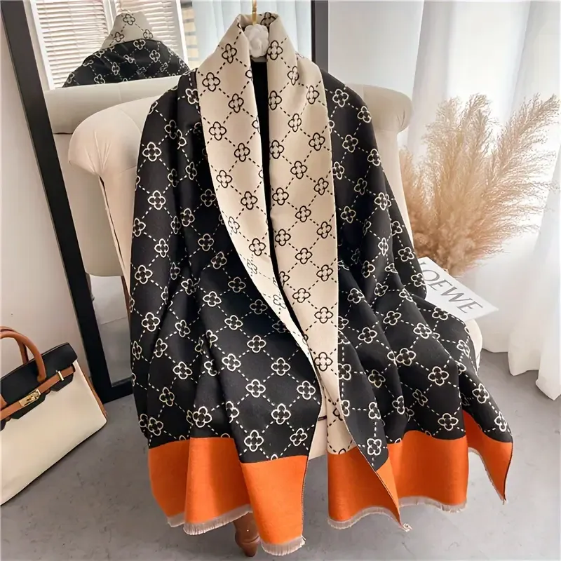 🔥🔥Hot Sale Promotion -Double-Sided Jacquard Polyester Scarf for Women - Basic Style, 100% Polyester, Tie-Dye Pattern, Inelastic, Casual Weekend Wear, Warm, Decorative, Windproof Shawl for Office Use