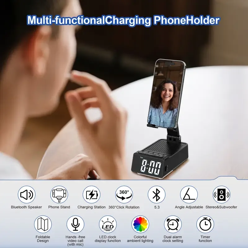 Birthday Gifts for Men Women, Cell Phone Stand Wireless Speaker with Anti-Slip Base, HD Sound, Stocking Stuffer Cool Gadget, Anniversary Idea Gift for Him Her Husband Wife Dad Mom, dad gift, induction speaker for iPhone