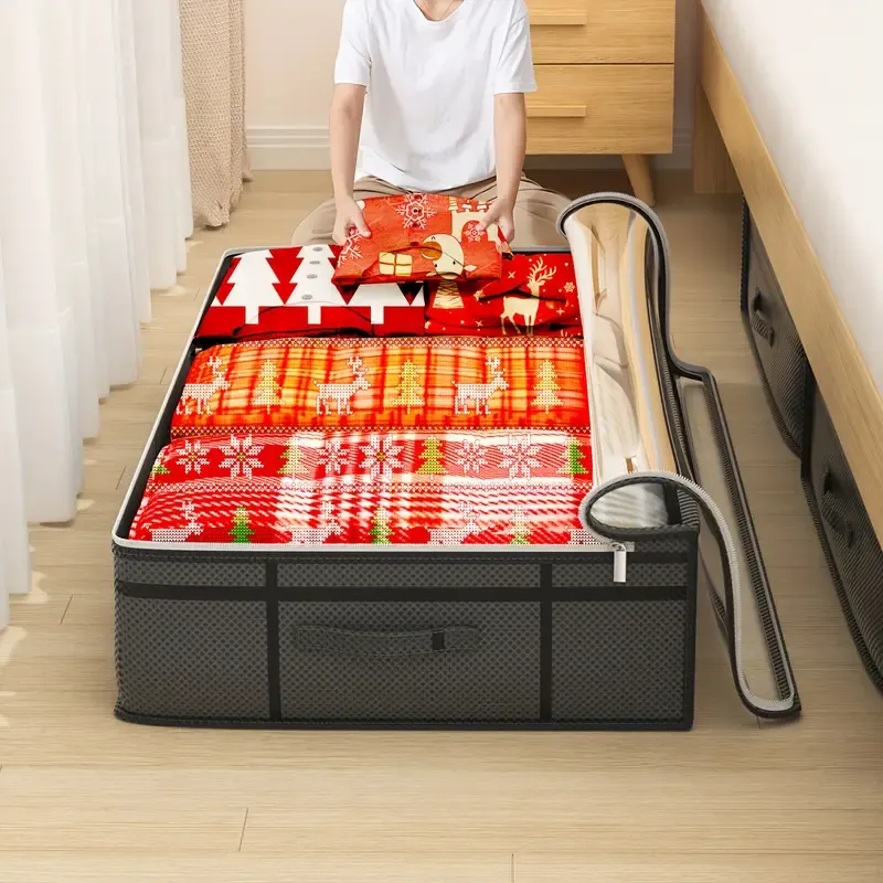 2 PCS Under Bed Storage Organizer With Clear Top, Large Capacity Clothes Storage Bag, Simplistic Home Organization