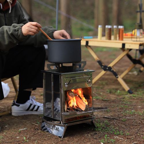 Outdoor super light portable folding stainless steel grill Charcoal wood stove Outdoor camping stove