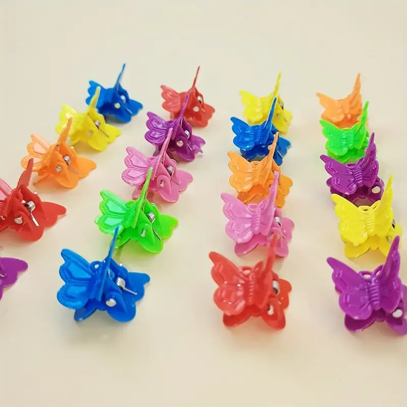 🔥🔥Hot Sale Promotion -20 Piece Set Of Women's Colorful Butterfly Plastic Hair Accessories, Fashionable Hair Clips Suitable For Daily Dates, Cute Hair Clips, Mini Grab Clips, Hair Accessories Set