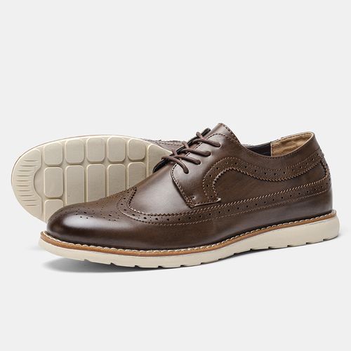 Comfy Vintage Wingtip Brogue Derby Shoes
