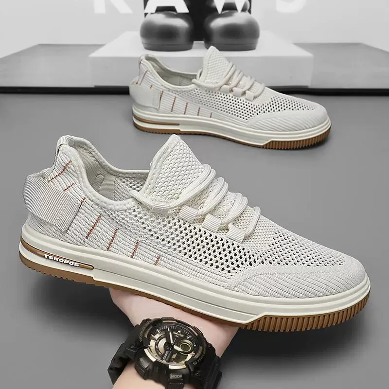 Solid-color ice silk fabric men's shoes are fashionable and casual sneakers