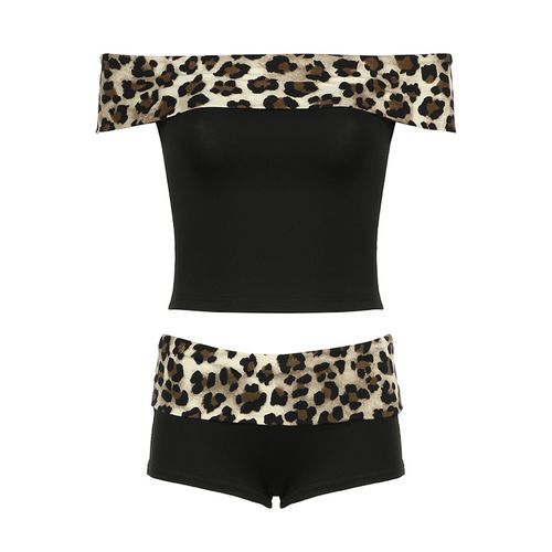 Stylish Leopard Print Off-the-Shoulder Crop Top