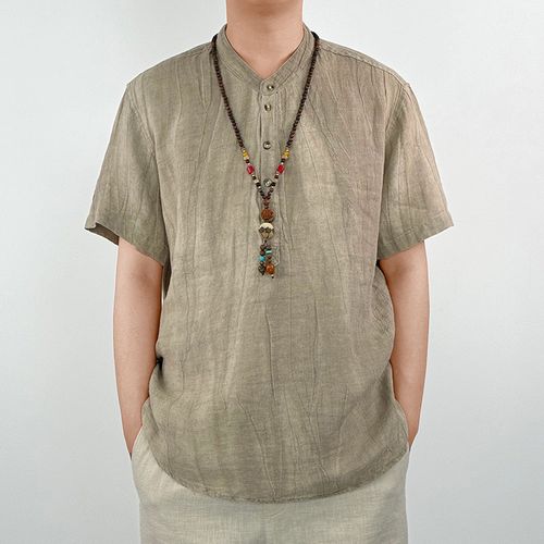 Men's Breathable Cotton Crew Neck Shirt