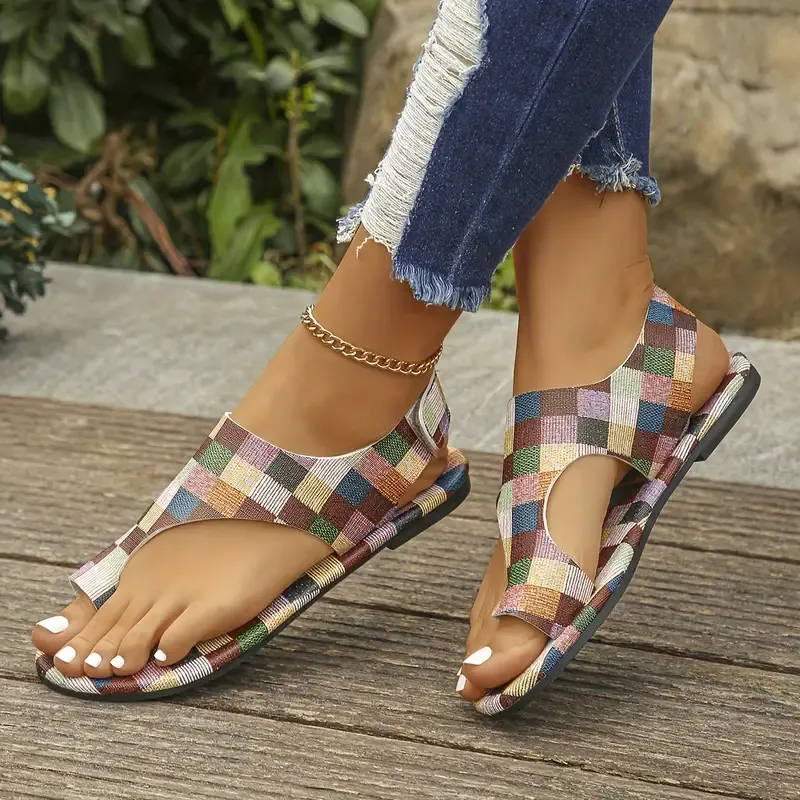 Stylish Checkered Slingback Slides