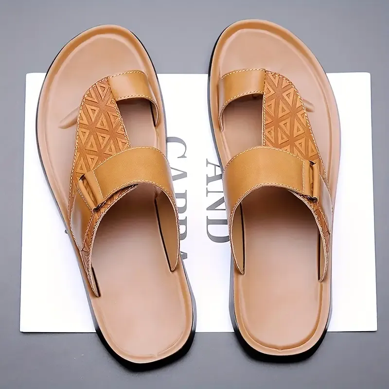 Men's Trendy Solid Color Flip Flops, Comfy Non Slip Casual Durable Lightweight Thong Sandals For Men's Outdoor Summer Beach Walking