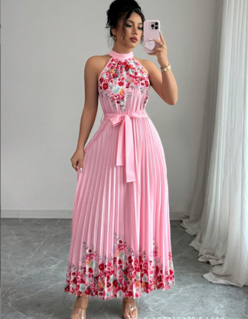 🔥2025 HOT SALE -50%🔥2025 new fashion printed pleated maxi dress