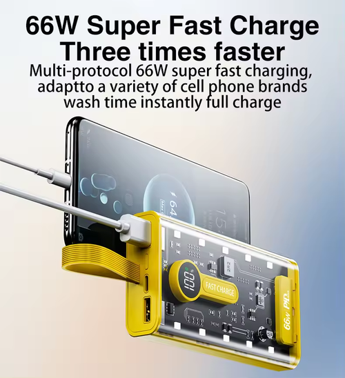 🔥Last Day 50% OFF 🔥Transparent 20000mAh charging stand-PD Type-C output-66W super fast charging