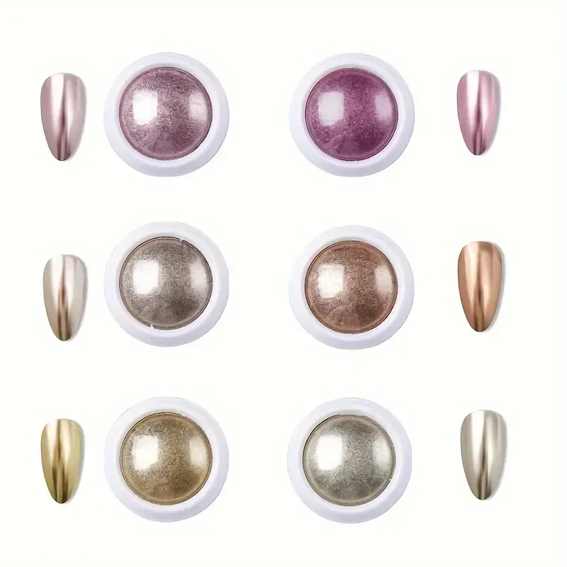 6 Colors Nail Art Mirror Powder, Chrome Nail Powder Set, Holographic Glitter Nail Chrome Powder For Nails Art DIY Decoration