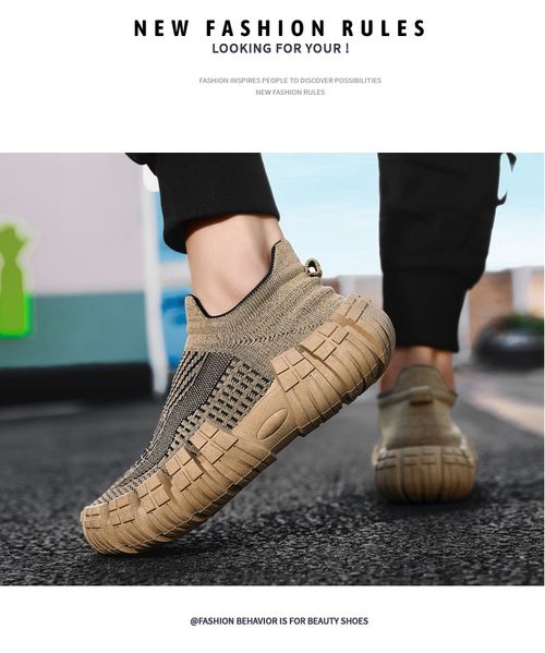 Summer New Arrival Slip-On Casual Trainers with Knit Socks and Soft Soles for Men