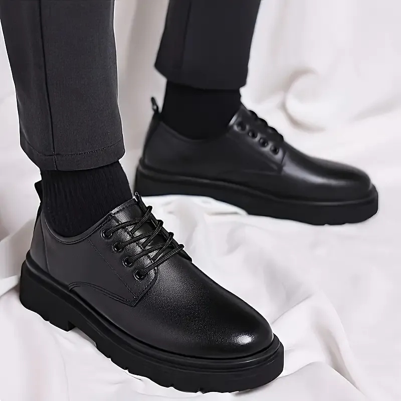 Men'S Fashion Casual Shoes, Low Top, Thick Sole, Breathable Faux, Rubber Sole, EVA Insole, Round Toe, Lace-Up, for Sports, Outdoor, Daily Wear, All Seasons