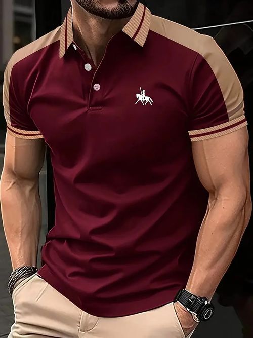 Men's Colorblock Short Sleeve Golf T-shirt For Summer Outdoor Business Sports