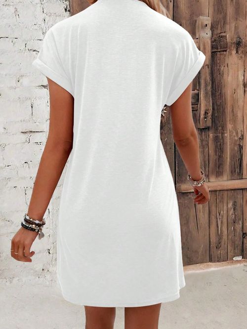 Eye Print Tee Dress, Batwing Sleeve Crew Neck Casual Dress For Summer & Spring, Women's Clothing