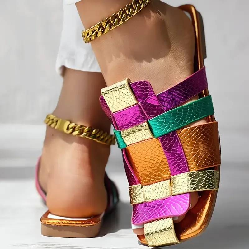 Women's Colorful Woven Slide Sandals