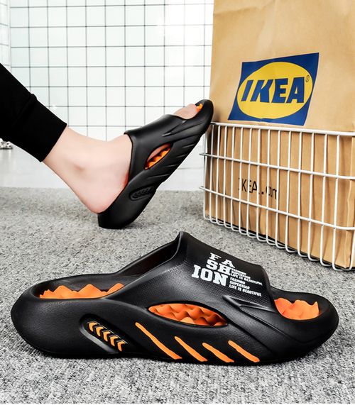 Men's Fashion Slides with Massage Sole - Color Block, Non-Slip EVA Open Toe Sandals for Indoor Outdoor Use, Comfortable Thick Sole Beach & Streetwear