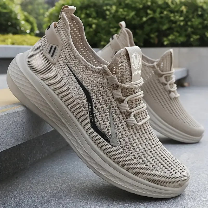 Men's Breathable Knit Sneakers - Lightweight, Non-Slip Casual Shoes For Walking & Outdoor Adventures,