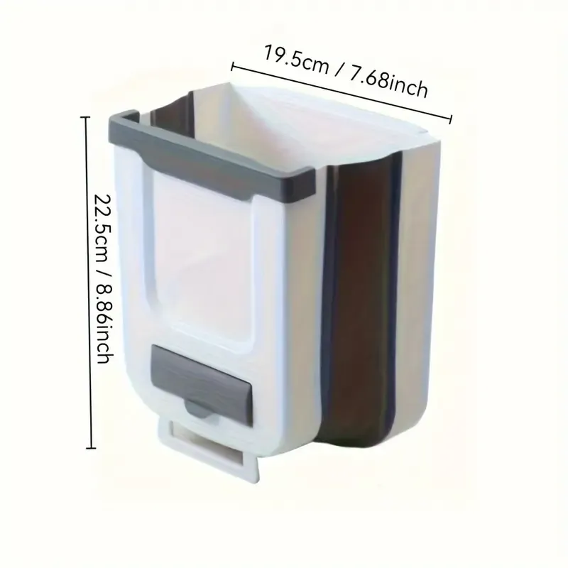 Folding Wall-Mounted Trash Can with Built-In Bag Storage - 1 Pack, Space-Saving Garbage Bin for Kitchen Cabinet Door, Home Organization Trash Can with Expandable Design