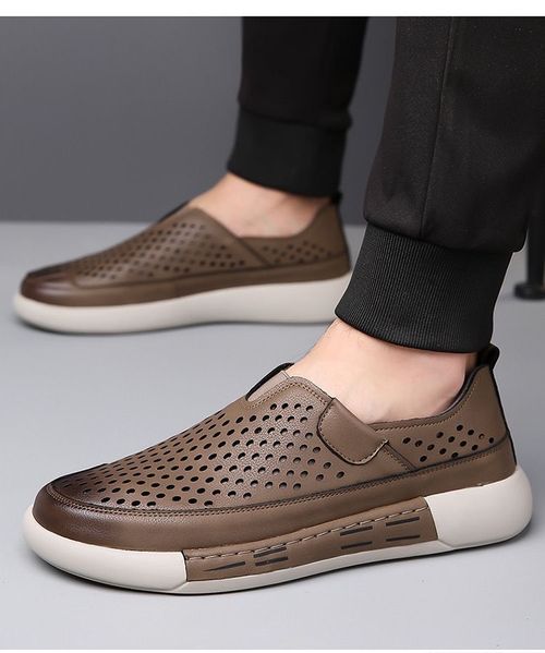 Hollow breathable leather shoes