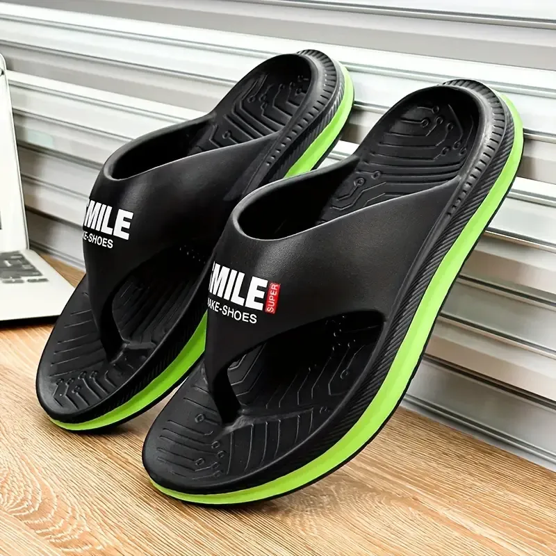 Men's Letter Pattern Flip Flops Non Slip Open Toe Outdoor Walking Beach Seaside Party All Seasons