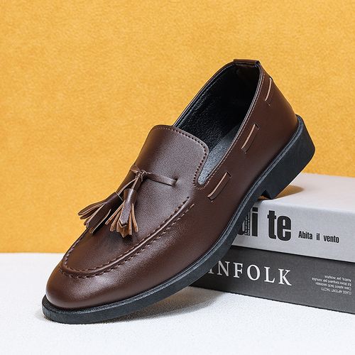 Men's black leather shoes, British style, summer breathable pointed toe, versatile men's leather shoes.