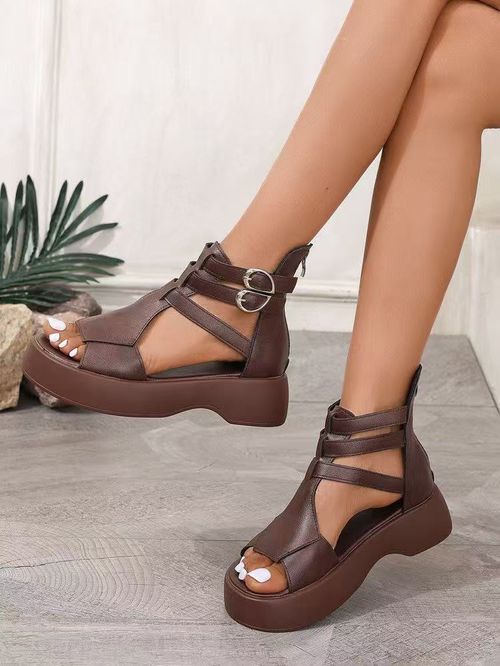 Roman boots and sandals for women, summer flat heels and sponge shoes for women