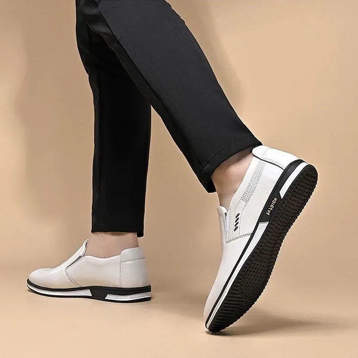 British style men's white leather shoes over-toe men's shoes