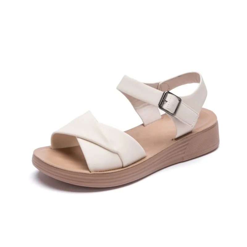 Soft-soled anti-slip white breathable slip-on sandals