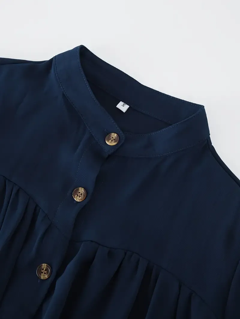 Ramadan Solid Button Front Burqas, Elegant Long Sleeve Outwear, Women's Clothing