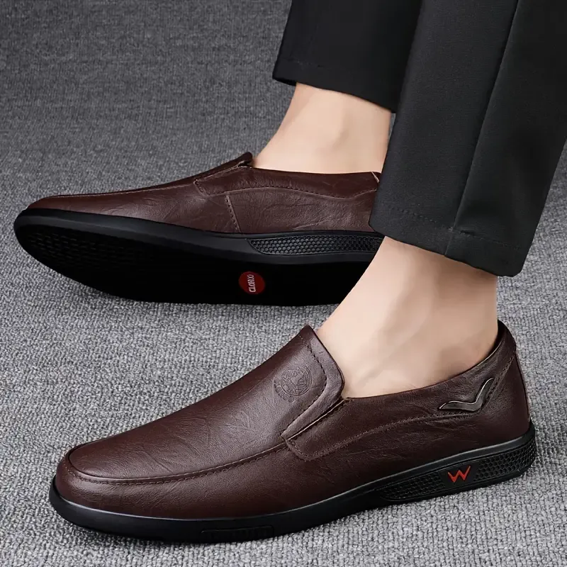 Men's Slip-On Loafers: Soft Leather, Rubber Sole, PU Lining, Suitable for Daily Casual Wear