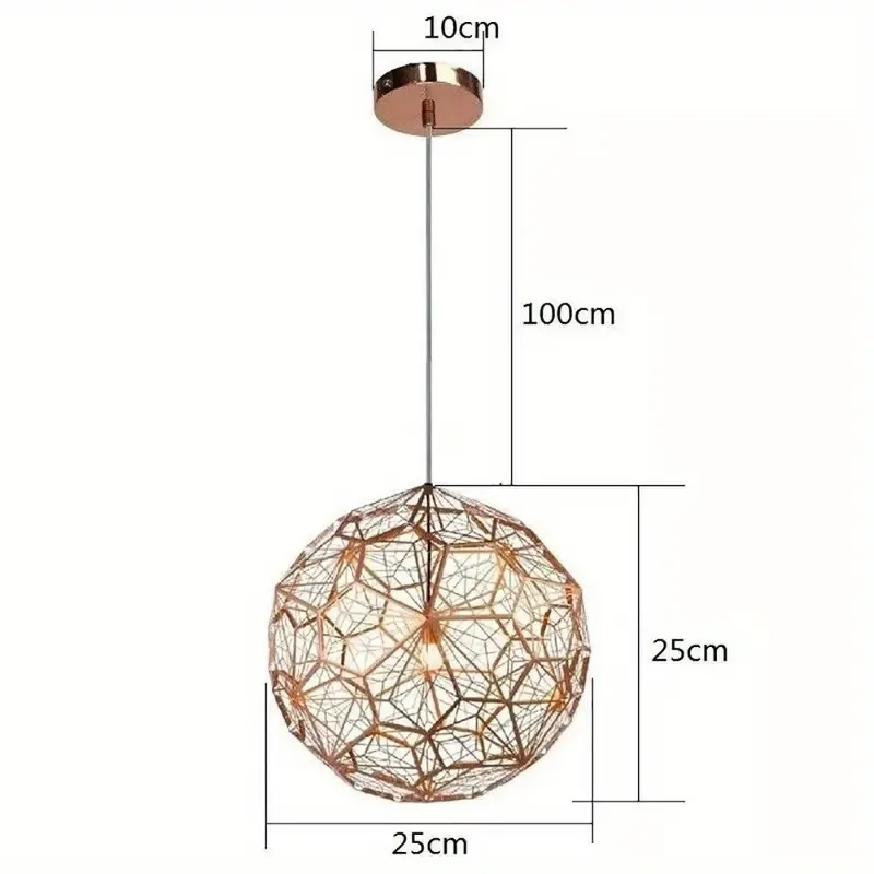 Contemporary Metal Pendant Light, 25cm, Modern Indoor Ceiling Fixture, Golden Bronze Chandelier Lighting for Home Decor