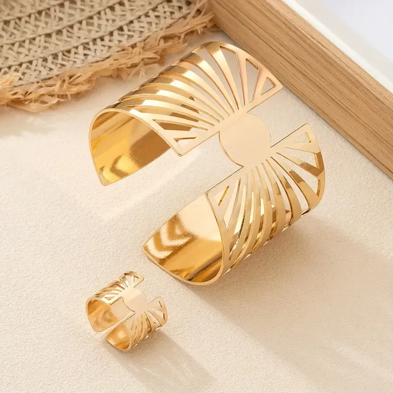 Open Cuff Bracelet and Ring Set