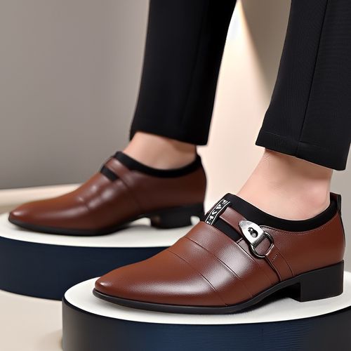 men's large size pointed toe business formal shoes