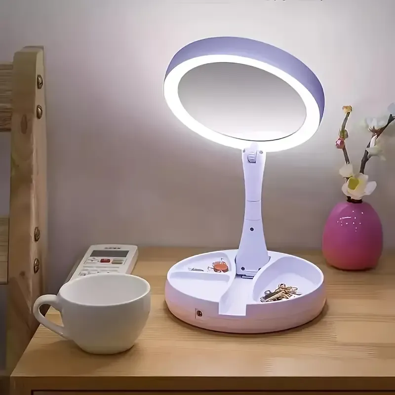Foldable Vanity Mirror with Storage