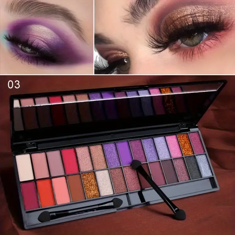 28 Colors Makeup Nude Eyeshadow Palette, Natural Multicolor Matte Glitter Color Eyeshadow Palette Waterproof Smokey Beauty Makeup Set, Send Two Eyeshadow Brushes, 3 Sets Fashion Trendy Color Matching For Music Festival