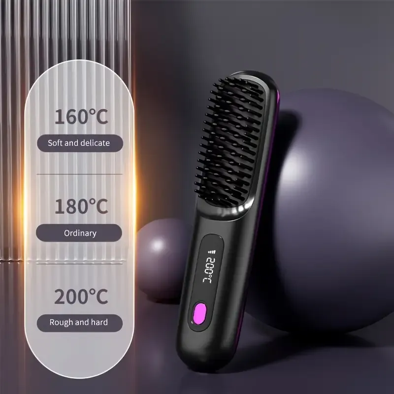 Portable Wireless Hair Straightener Comb - USB Charging,