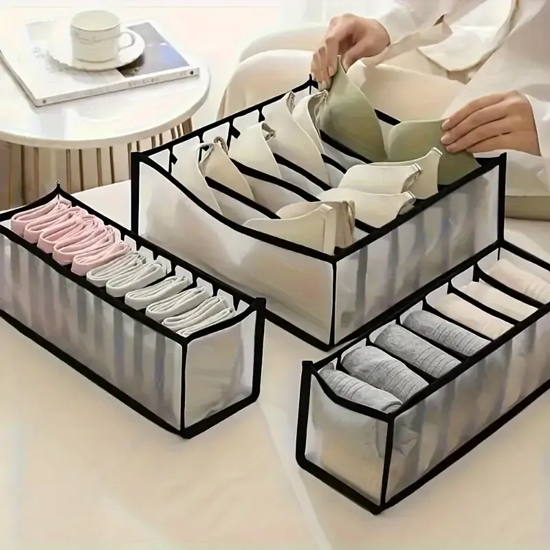 Piece Foldable Non-Woven Fabric Storage Boxes With  Compartments For Lingerie, Socks, Drawer, And Closet Organization