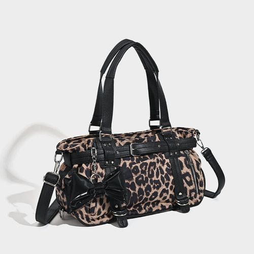 Stylish Leopard Print Boston Bag