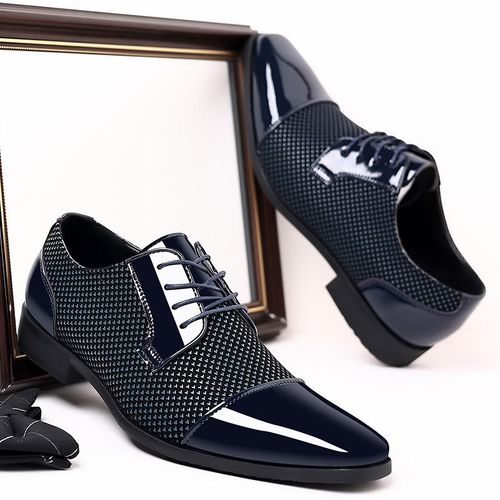 Men's Stylish Faux Leather Dress Shoes - Versatile for Office & Weddings, Lace-Up, All-Season Comfort