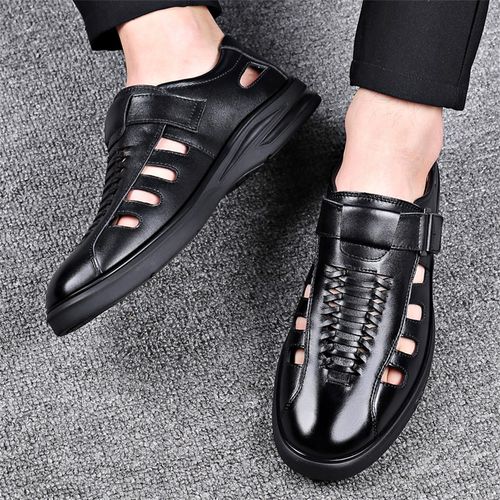 Soft leather breathable shoes with magic tape