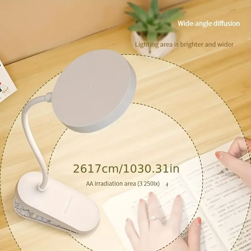 Rechargeable LED Desk Lamp with Clip-On Design - Adjustable Brightness, Touch Control, Eye & Vision Protection for Reading and Study