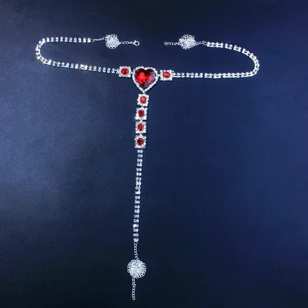 Perfect Valentine's Day present Luxury Big Red Heart Rhinestone Body Jewelry
