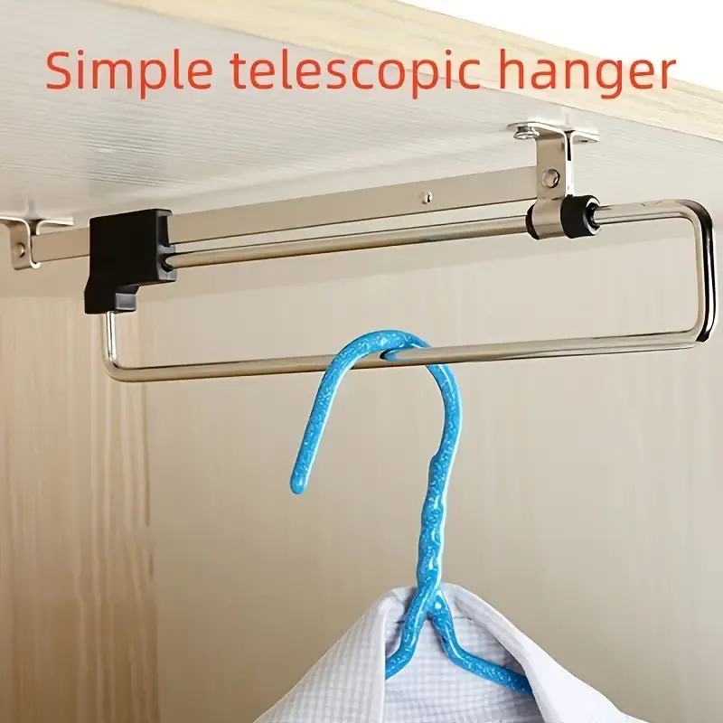 1 pc Space-Saving Telescopic Pants Hanger and 5 pcs pants support  - Durable Metal, Multi-Functional Organizer for Wardrobe & Closet - Perfect for Suits, Jackets, Tops & More, Drying Racks