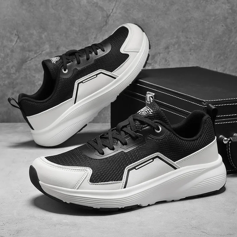 Sports shoes with wider high-top design, thick-soled, wide toe box, mesh upper, wide footbed, running shoes