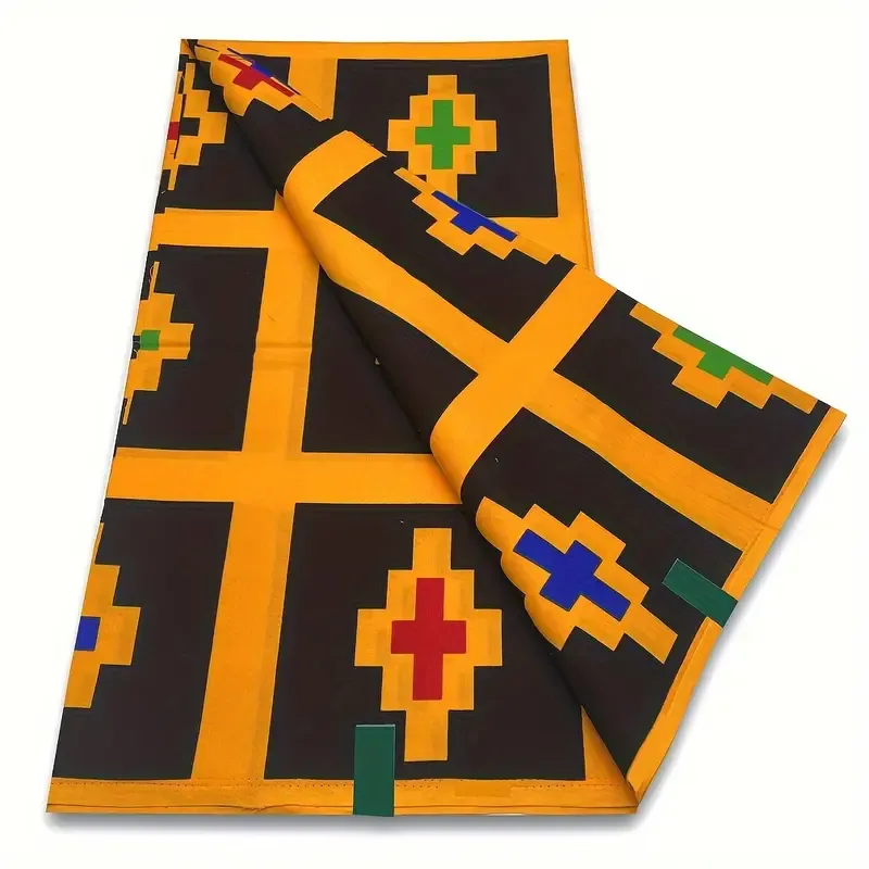 5.49 meter 100% Cotton Ghanaian Ankara Wax Fabric - Soft, Real Wax Printed for Nigerian & African Traditional Dresses - Handcrafted DIY Sewing Material