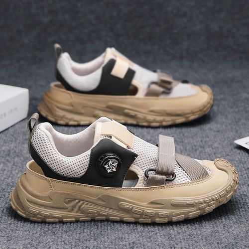 Summer comfortable men's sandals with thick-soled perforated mesh and knobs, outdoor hiking and travel shoes
