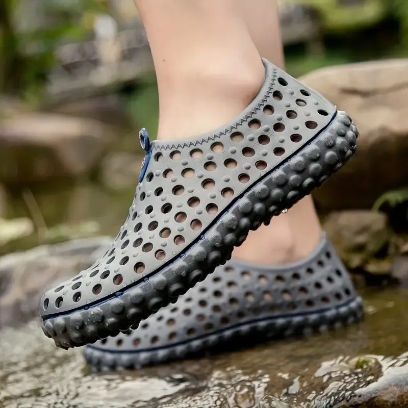 Men's Hollow Out EVA Anti Odor Sandals For Street Beach Walking Creek Wading, Summer Outdoor Shoes