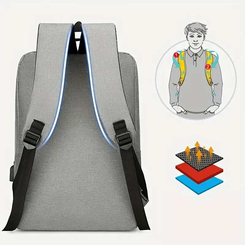 Sports Backpack with USB Charging Ports and Reflective Strip - Ideal for Outdoor Travel and Sports - Perfect Men's Gift for Birthday or Christmas