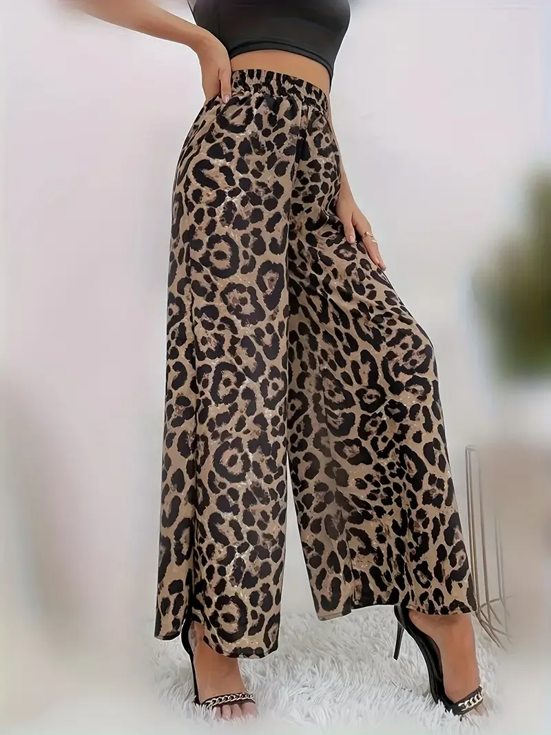 Leopard Print Wide Leg Pants